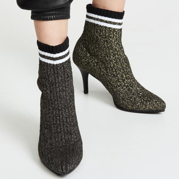 Stuart Weitzman Shoes - Stuart Weitzman | Shimmer Black Gold Sock Booties